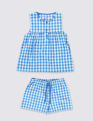 Pure Cotton Gingham Checked Short Pyjamas &#40;1-8 Years&#41;